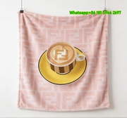 Fendi FF Logo Heart Latte Art Flannel Throw Blanket IMG_9625